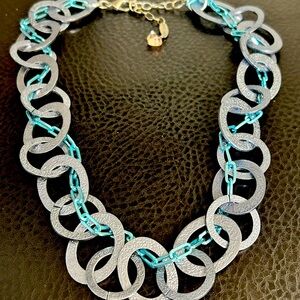 Sabika Blue Interlocking Circular Necklace new